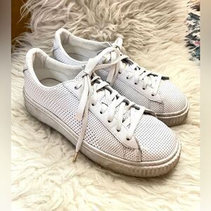 PUMA white leather sneakers perforated Size 8